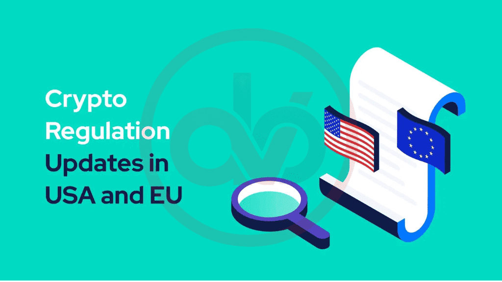 Image: A Graphic Displaying Recent Updates On Crypto Regulation In The Usa And Eu, Highlighting Key Developments In The Industry.