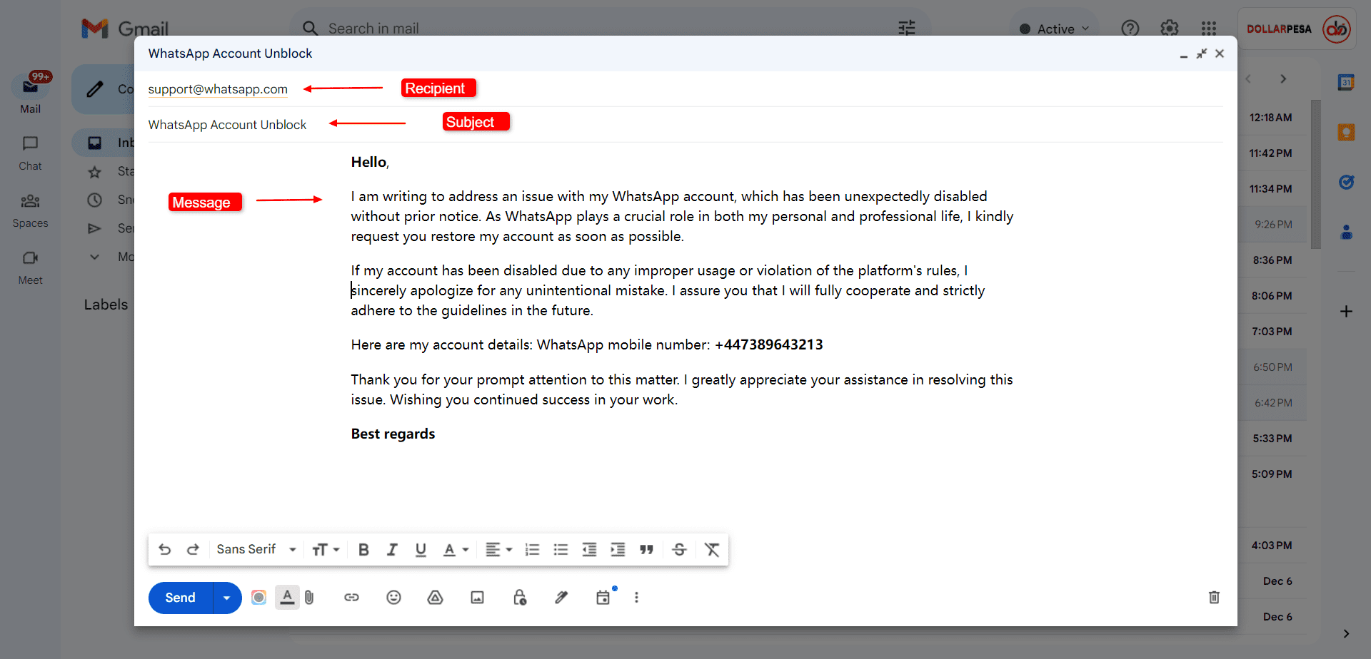 Recover Your Banned Whatsapp Account With Our Email Template